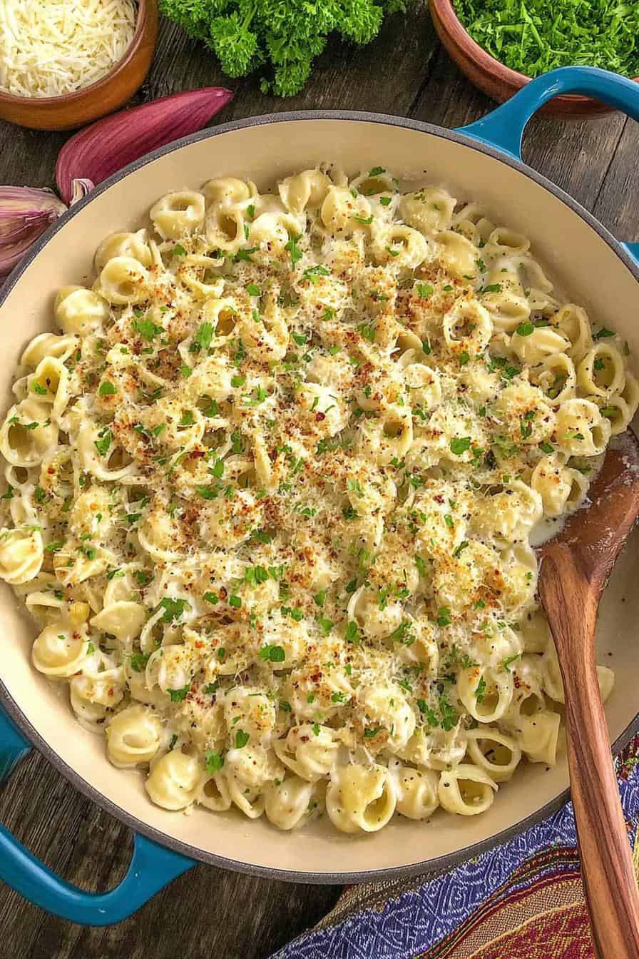 Skillet Buttered Noodles with Parmesan and Peas