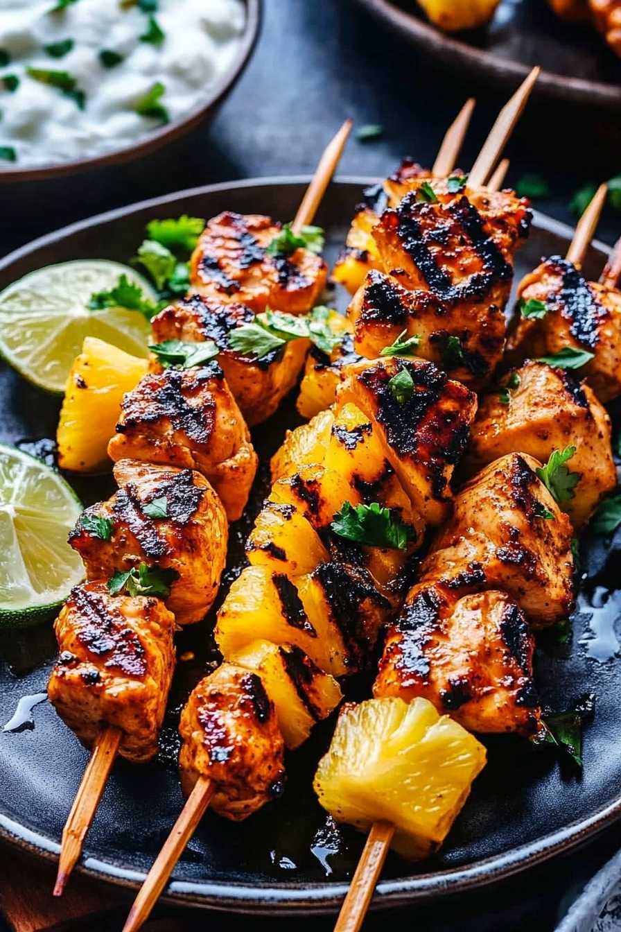 Spiced Rum and Pineapple Grilled Chicken Skewers
