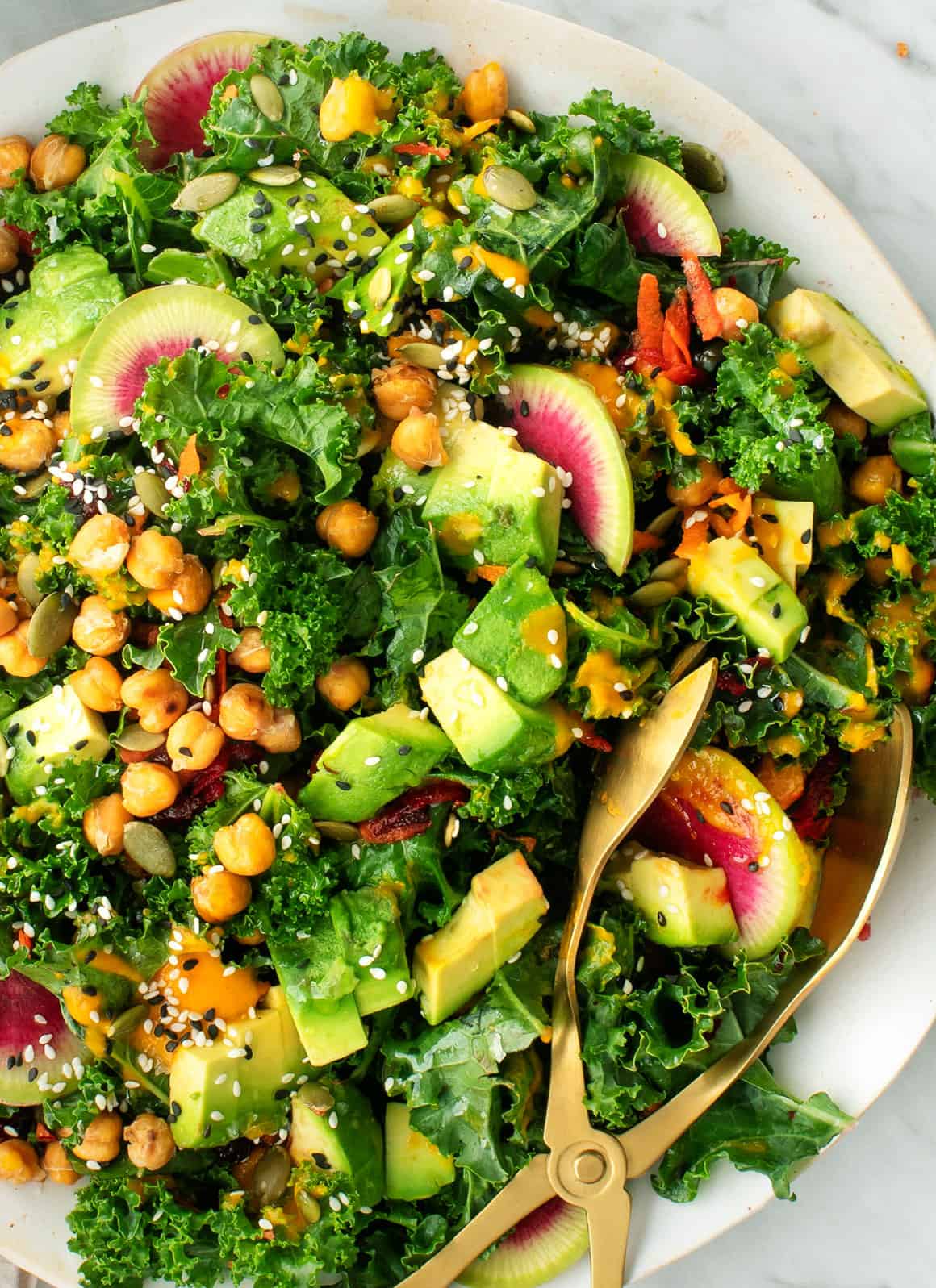 Citrus-Dressed Kale Salad with Avocado and Roasted Almonds