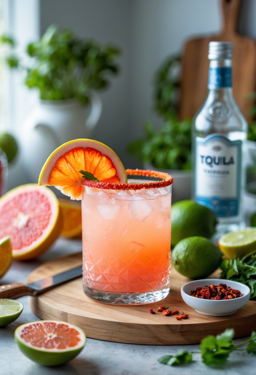 Spicy Tequila Paloma with Grapefruit and Chili