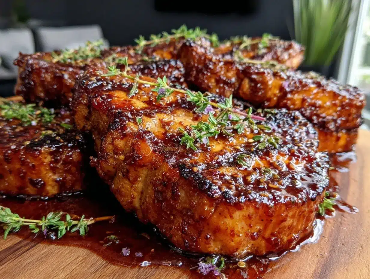 Smoky Whiskey-Glazed Grilled Pork Chops