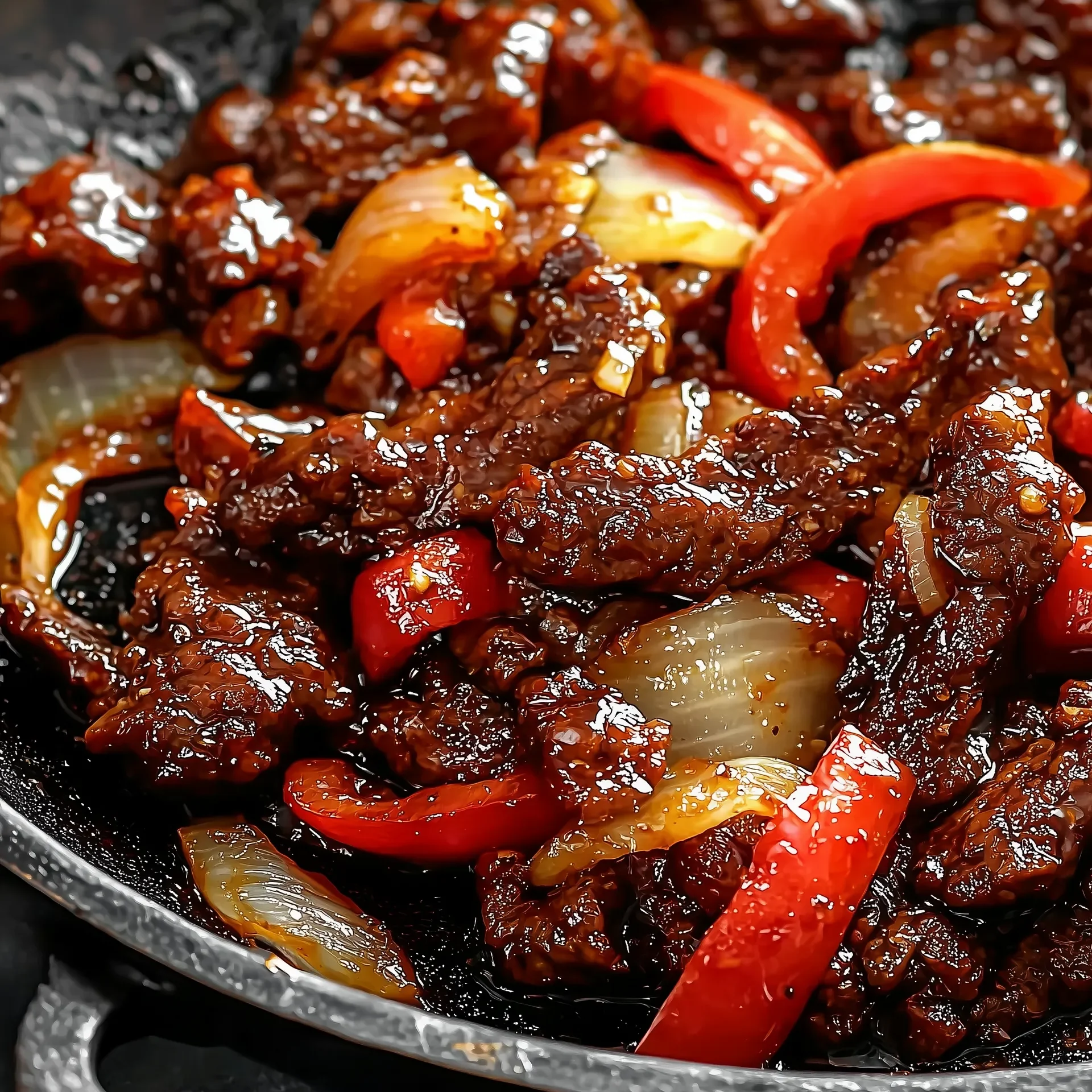 Whiskey-Glazed Beef Stir Fry with Bell Peppers