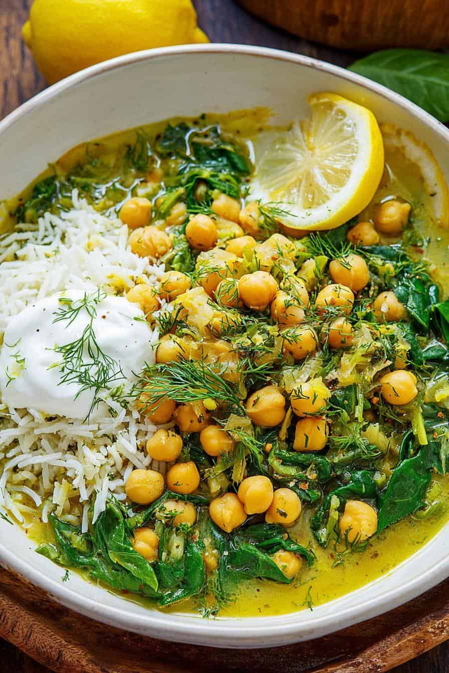 Lemon-Infused Chickpea and Spinach Stew