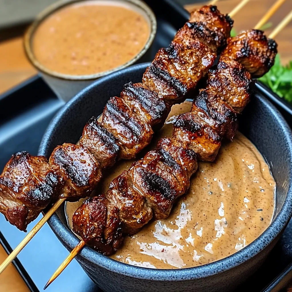 Grilled Spiced Tanzanian Beef Skewers with Peanut Sauce