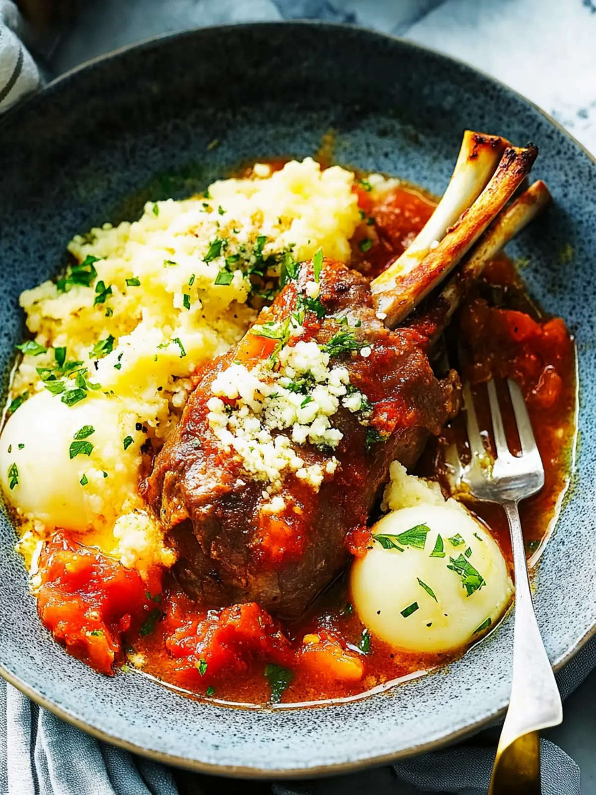 Slow-Cooked Lamb Shanks with Finger Lime and Bush Tomato Sauce