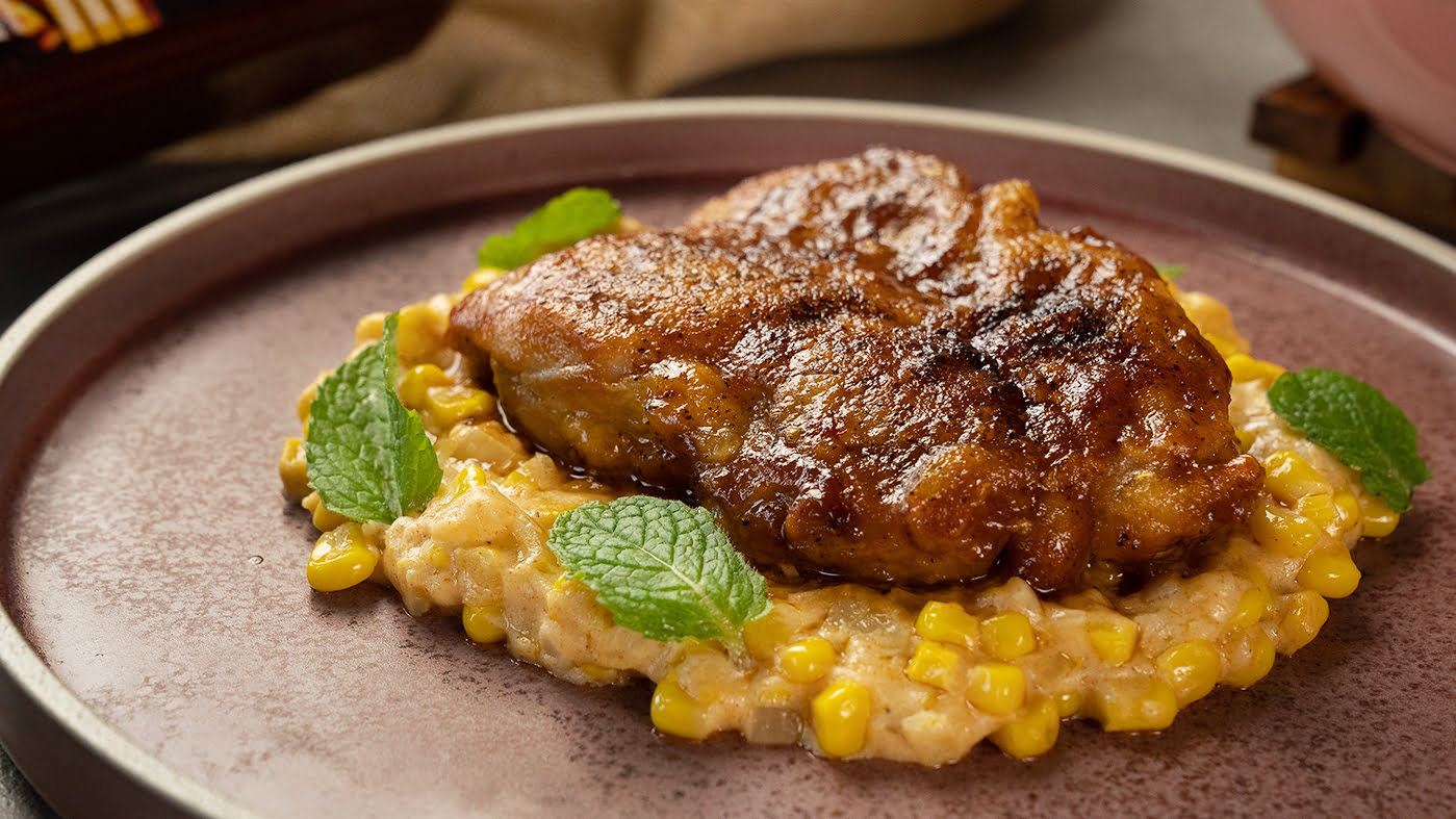 Pan-Seared Chicken with Sweet Corn and Caramelized Onion Relish