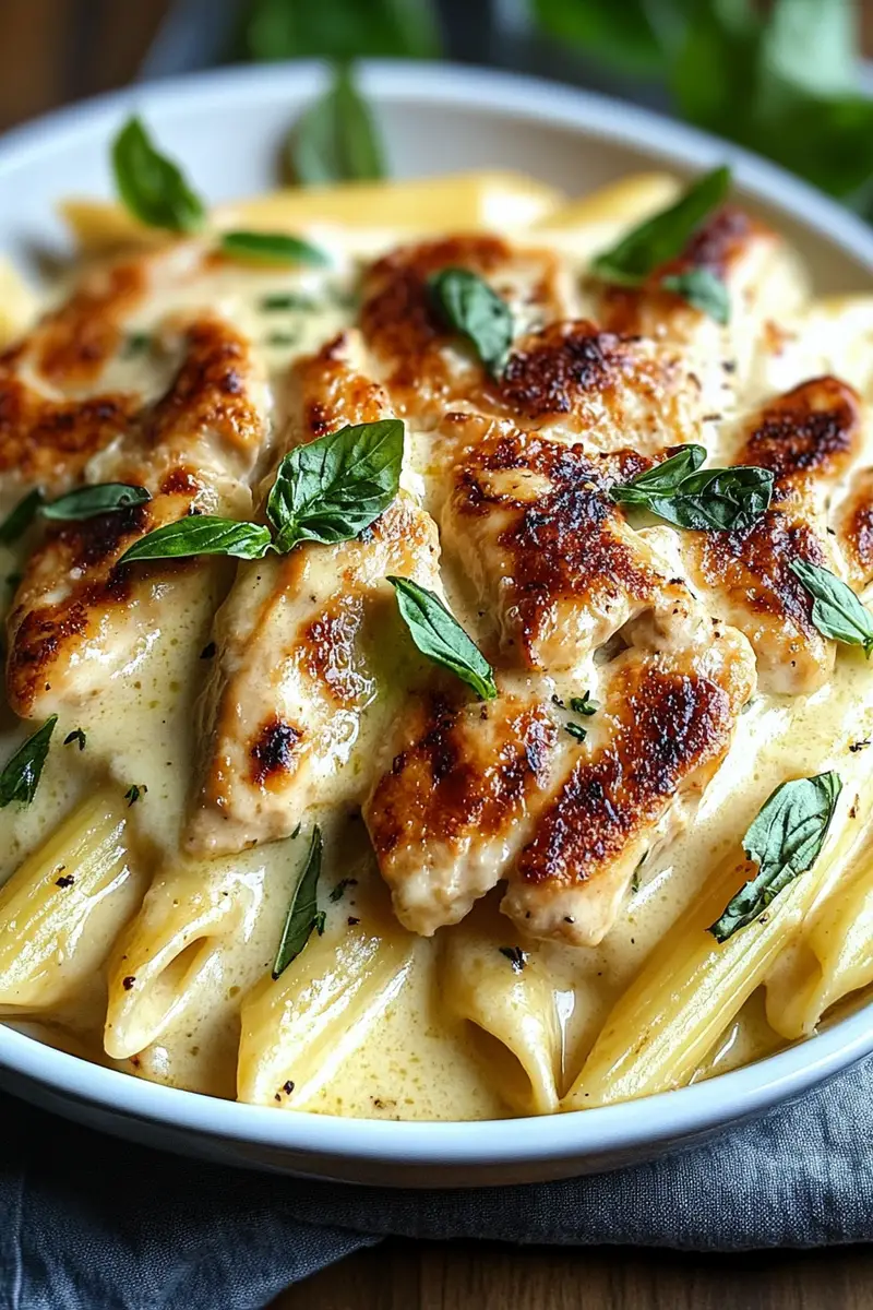 One-Pot Cheesy Chicken Alfredo Penne