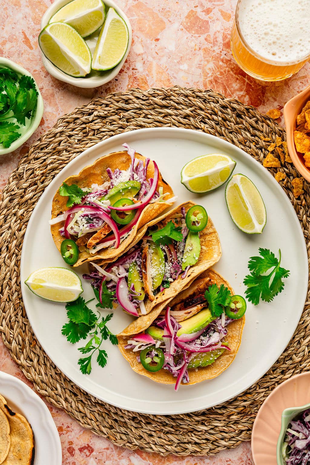 Popular Street-Style Chicken Tacos with Cilantro Lime Slaw
