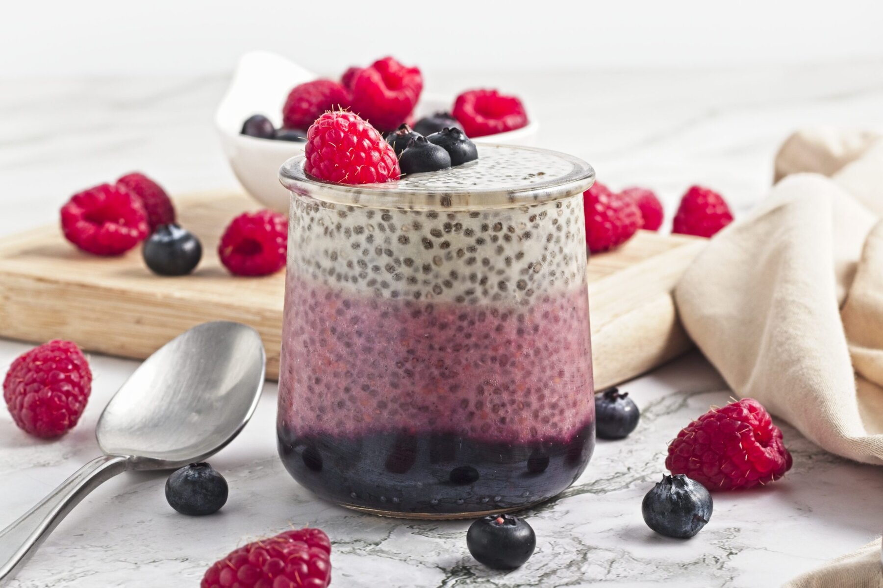 No-Bake Berry and Chia Seed Summer Pudding