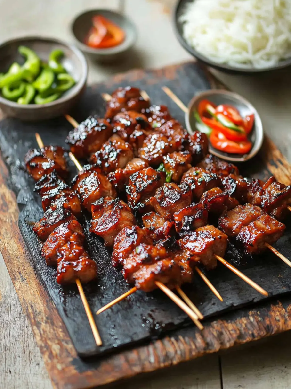 Grilled Pinoy Pork Barbecue Skewers with Sweet Soy Glaze