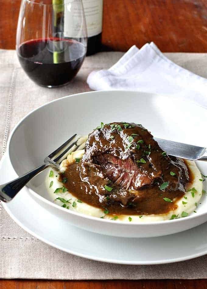 Slow-Cooked Beef Cheeks with Tomato and Red Wine Jus