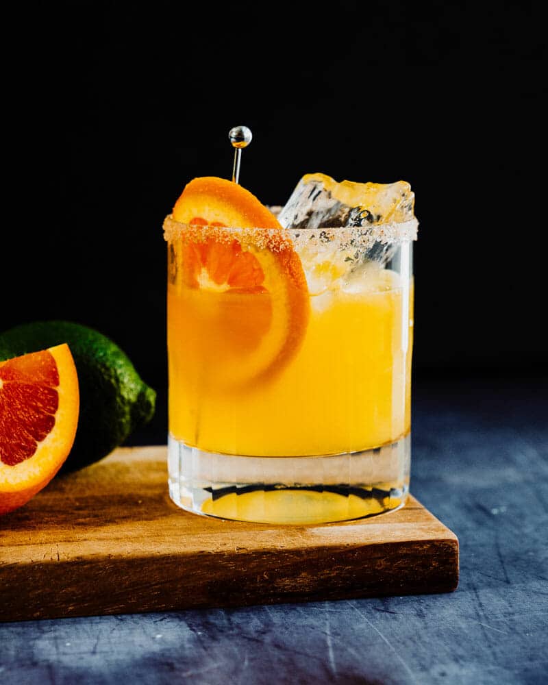 Charcoal-Infused Margarita with Orange Juice and Agave