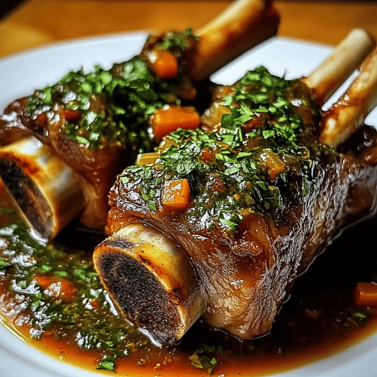 Slow-Cooked Lamb Shanks with Wattleseed and Finger Lime Sauce