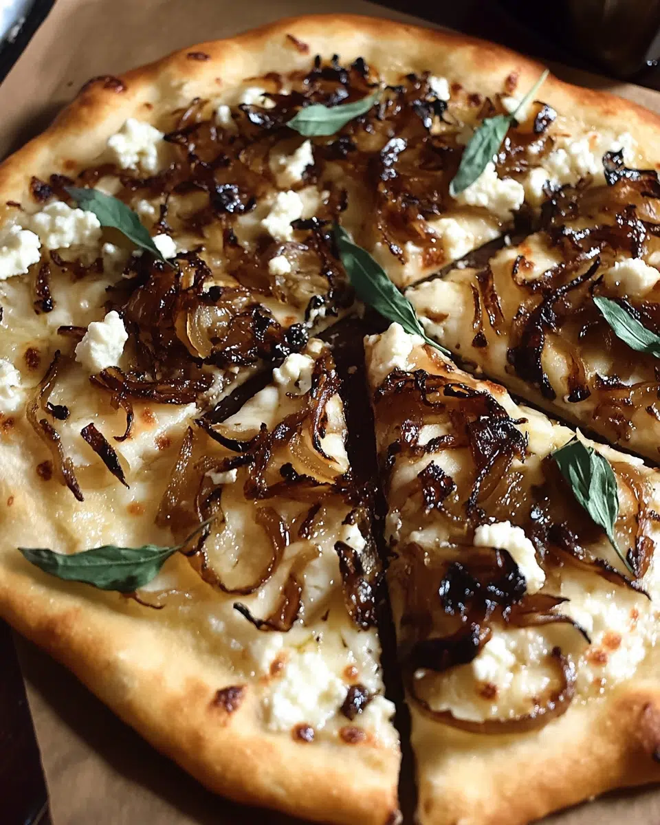 Wood-Fired Pizza with Caramelized Onions and Goat Cheese