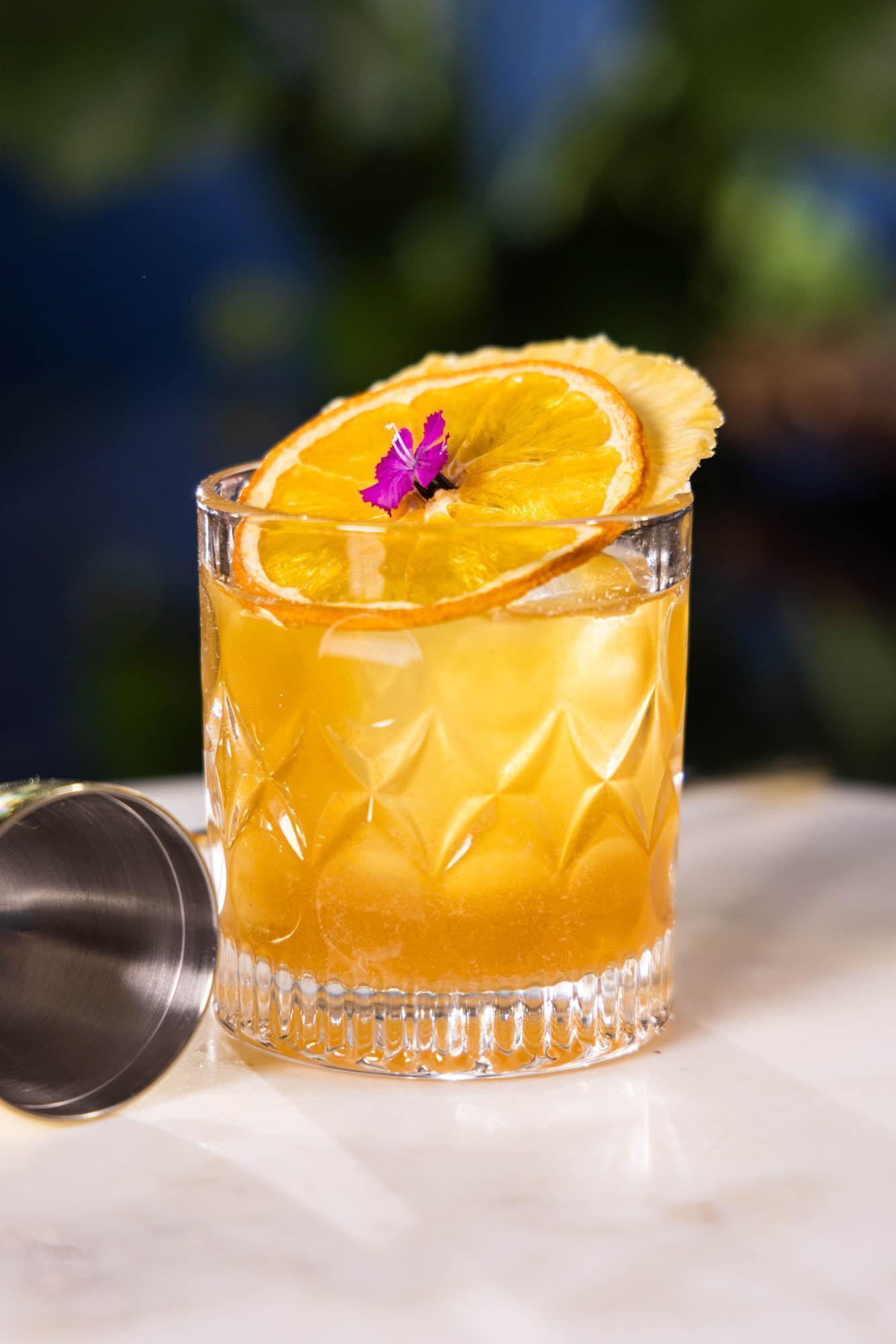Spiced Rum and Pineapple Old Fashioned