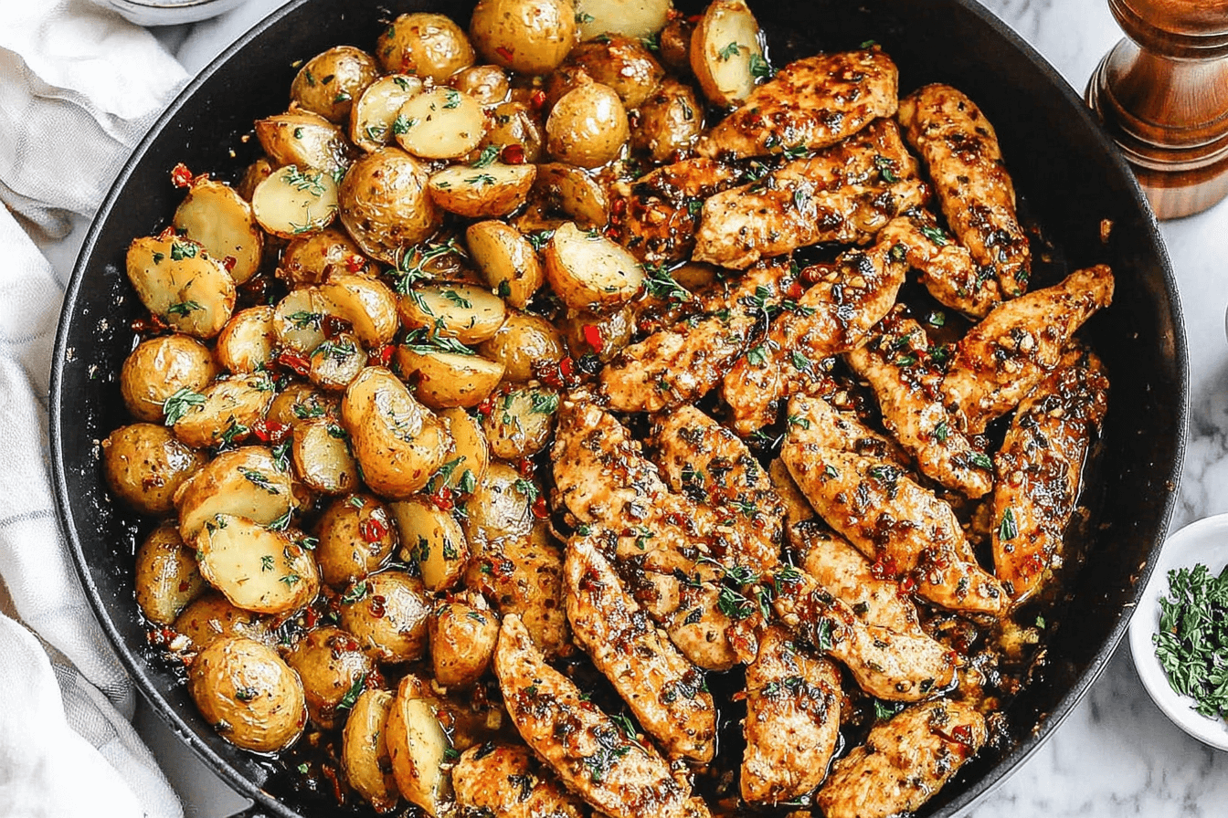 Sautéed Garlic Butter Chicken with Roasted Baby Potatoes