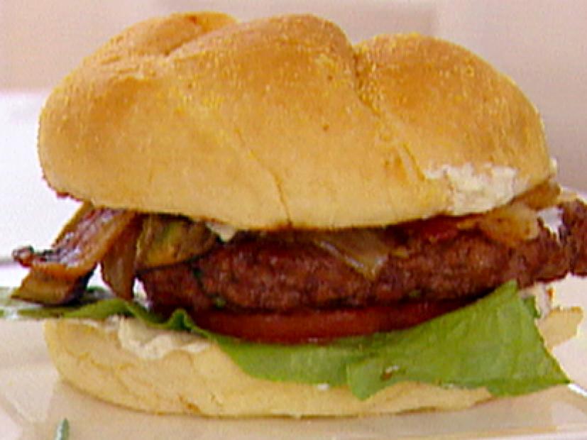 Grilled Chipotle Burger with Smoked Gouda and Caramelized Onions