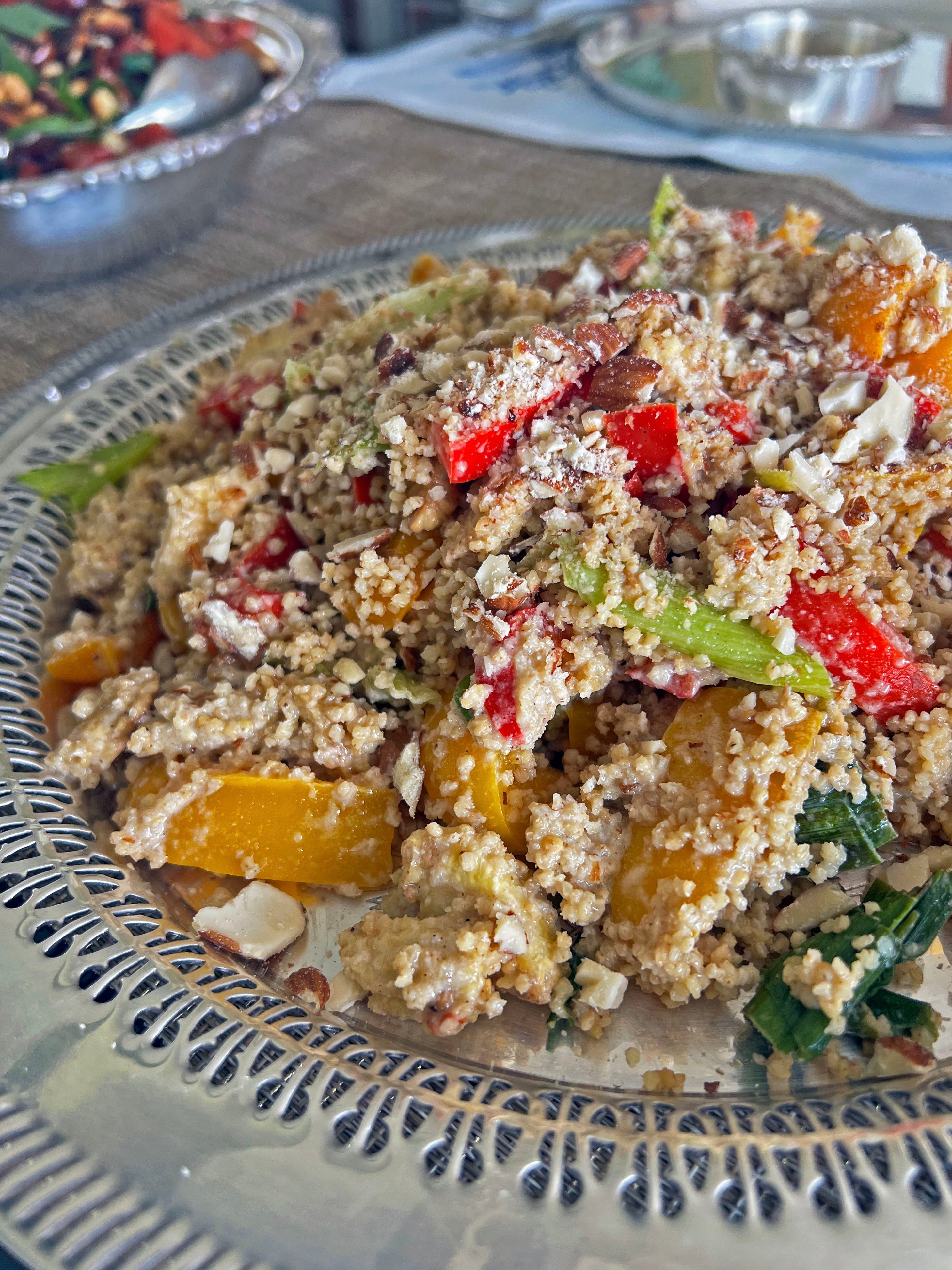 Peanut and Millet Salad with Roasted Vegetables and Tamarind Dressing