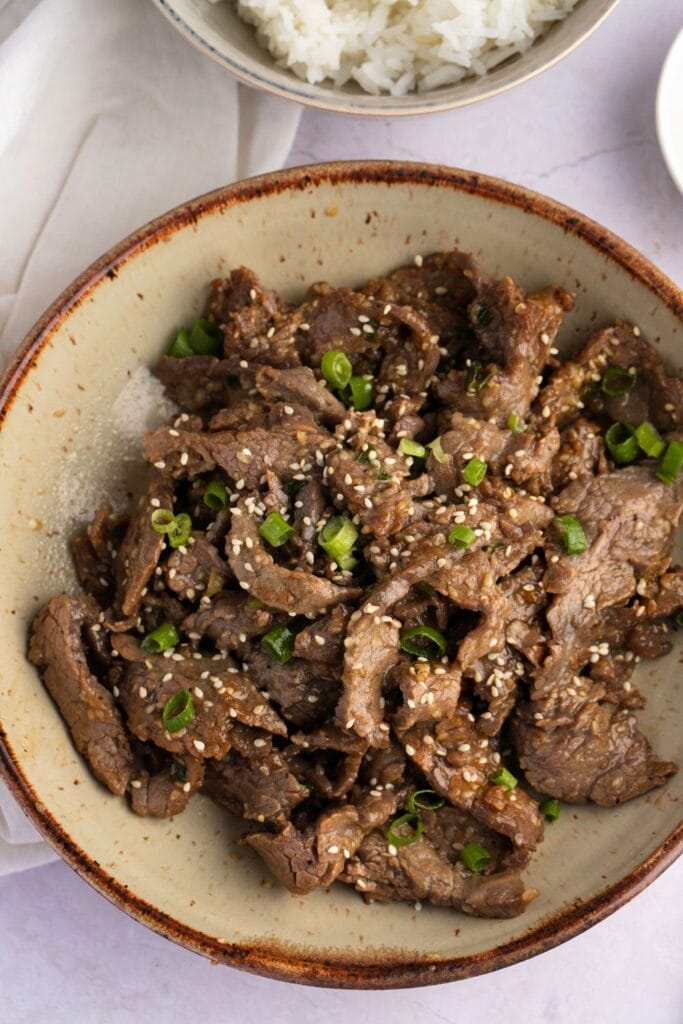 Sautéed Korean Beef Bulgogi with Scallions and Sesame Seeds