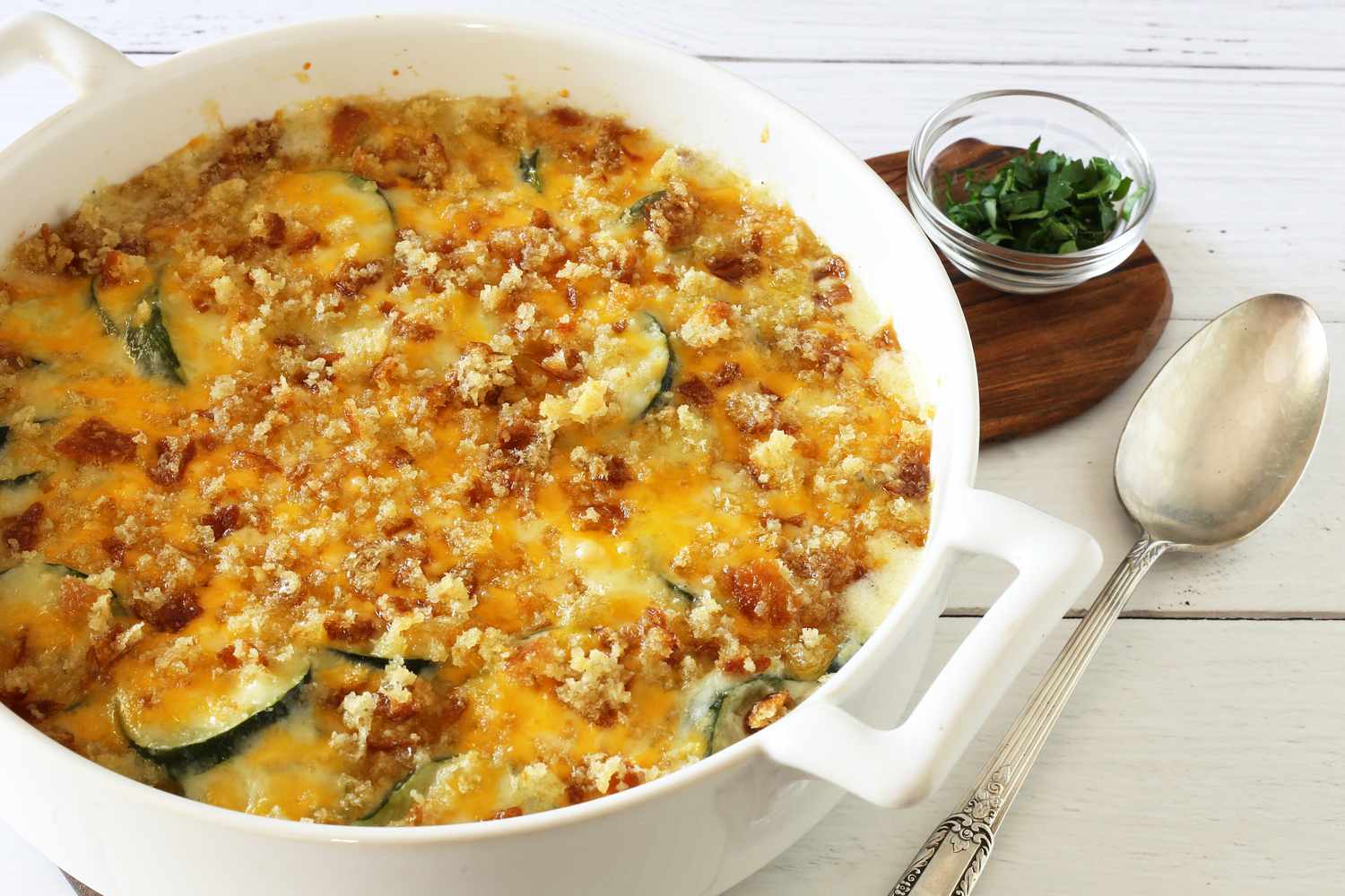 Beef and Zucchini Gratin with Cheddar and Herb Crust