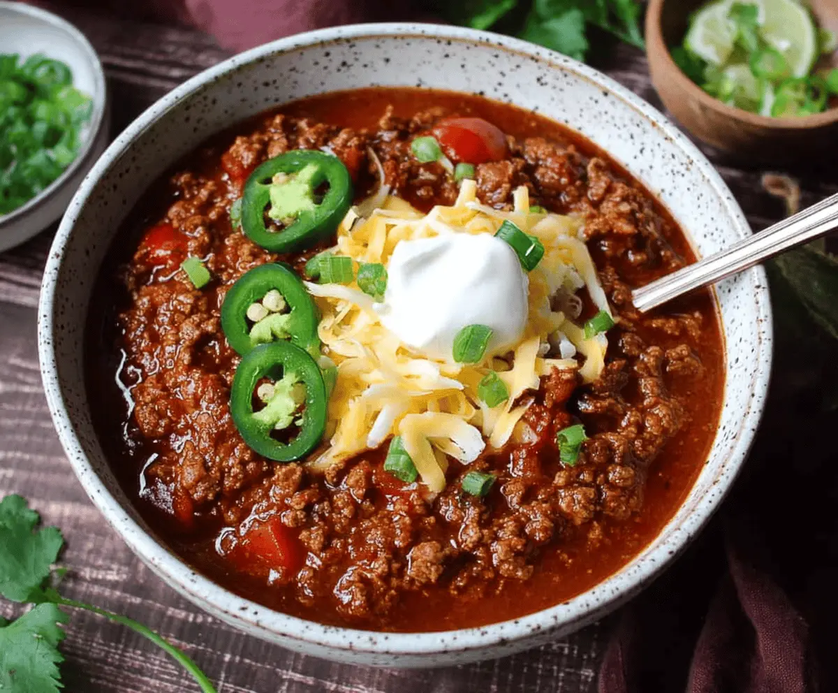 Low-Carb Chili with Ground Beef and Green Chilies