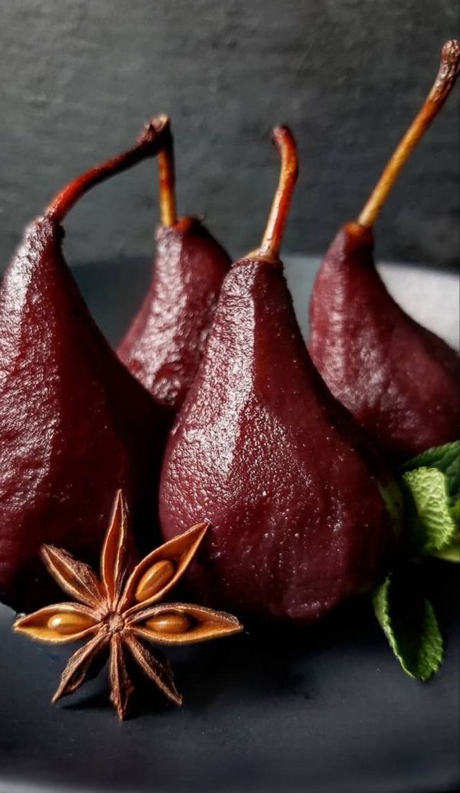 Classic French Poached Pears in Red Wine with Star Anise