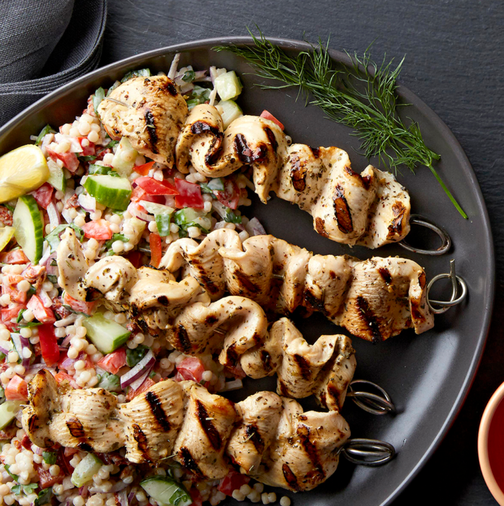 Mediterranean Chicken Kebabs with Couscous