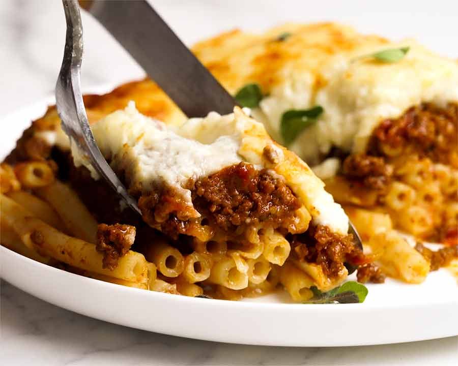 Slow-Cooked Pastitsio with Bechamel and Ground Beef