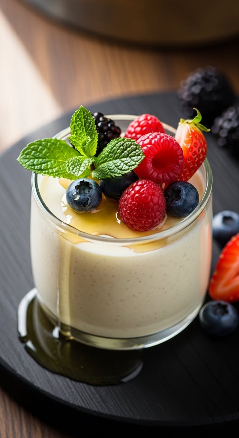 Vanilla Honey Panna Cotta with Fresh Berries