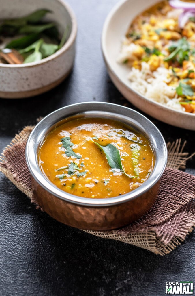 Tangy Gujarati Dal Tadka with Mustard and Curry Leaves