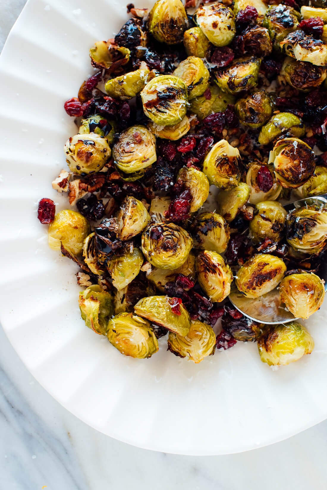 Balsamic-Roasted Brussels Sprouts with Bacon and Pecans