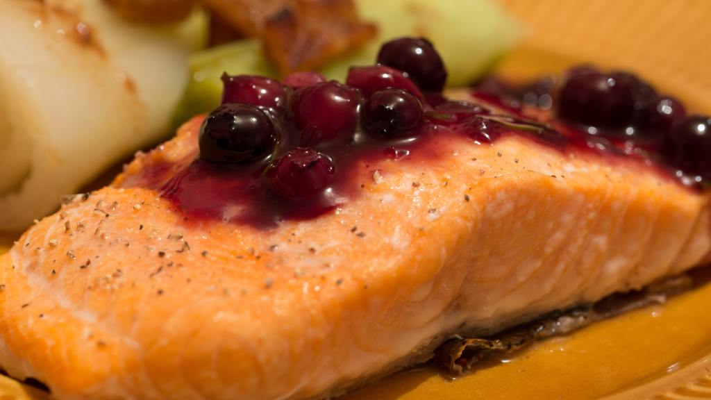 North Slope Herb-Crusted Salmon with Wild Blueberry Sauce