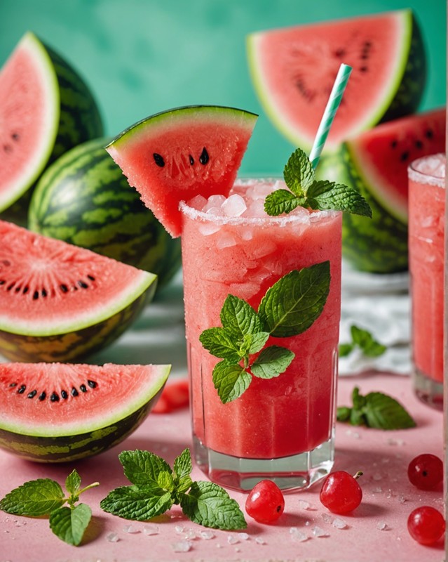 Sparkling Fruit Slush with Rainbow Candy Garnish