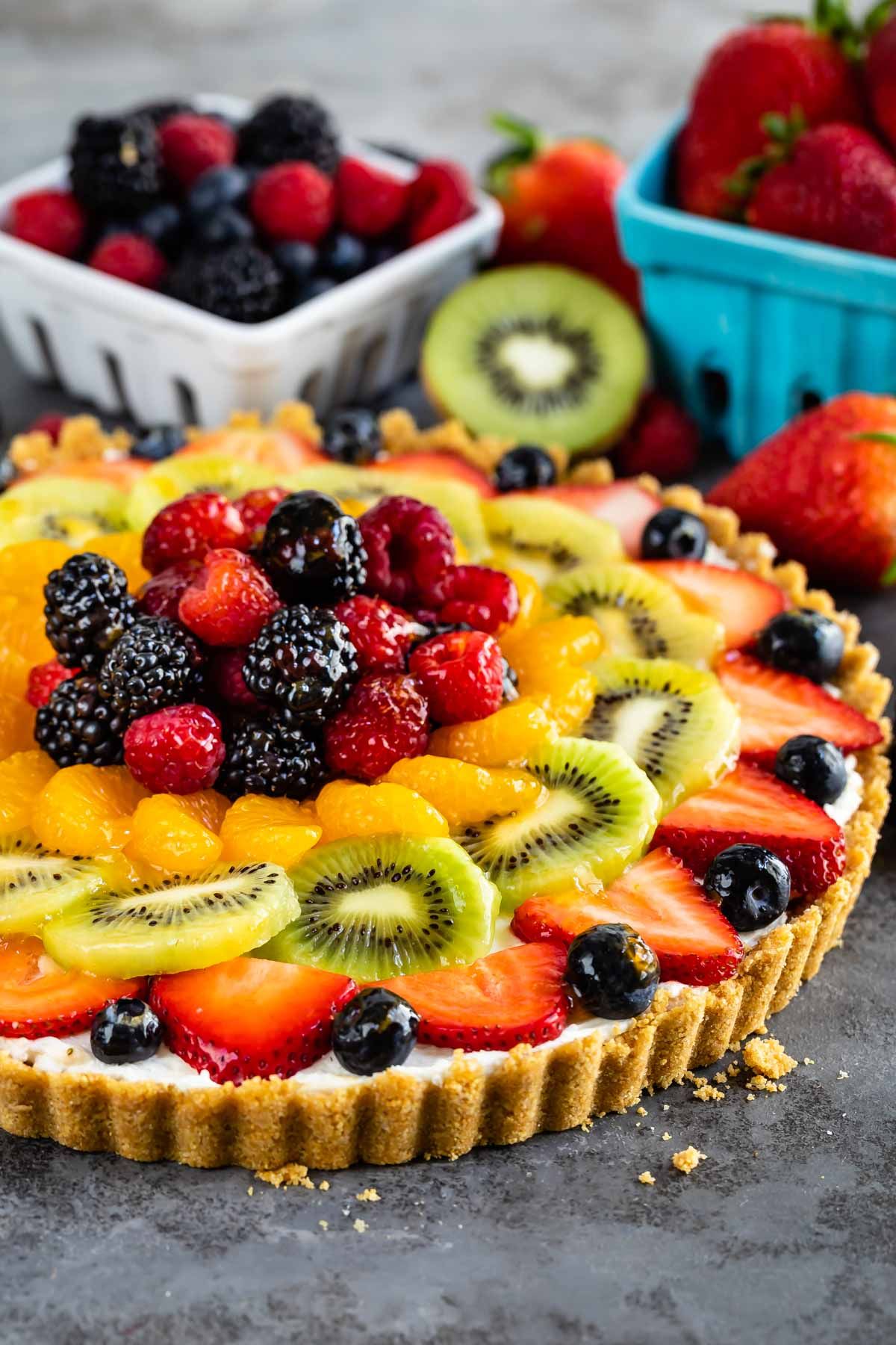 Quick No-Bake Fruit Tart with Coconut Almond Crust