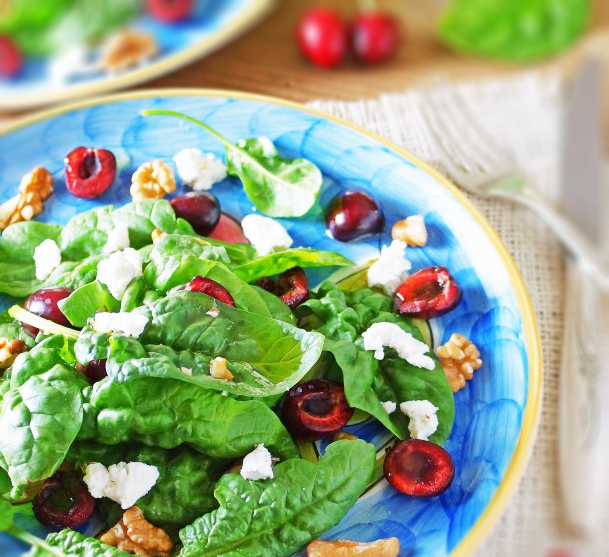 Rustic Michigan Cherry and Goat Cheese Salad with Walnut Vinaigrette