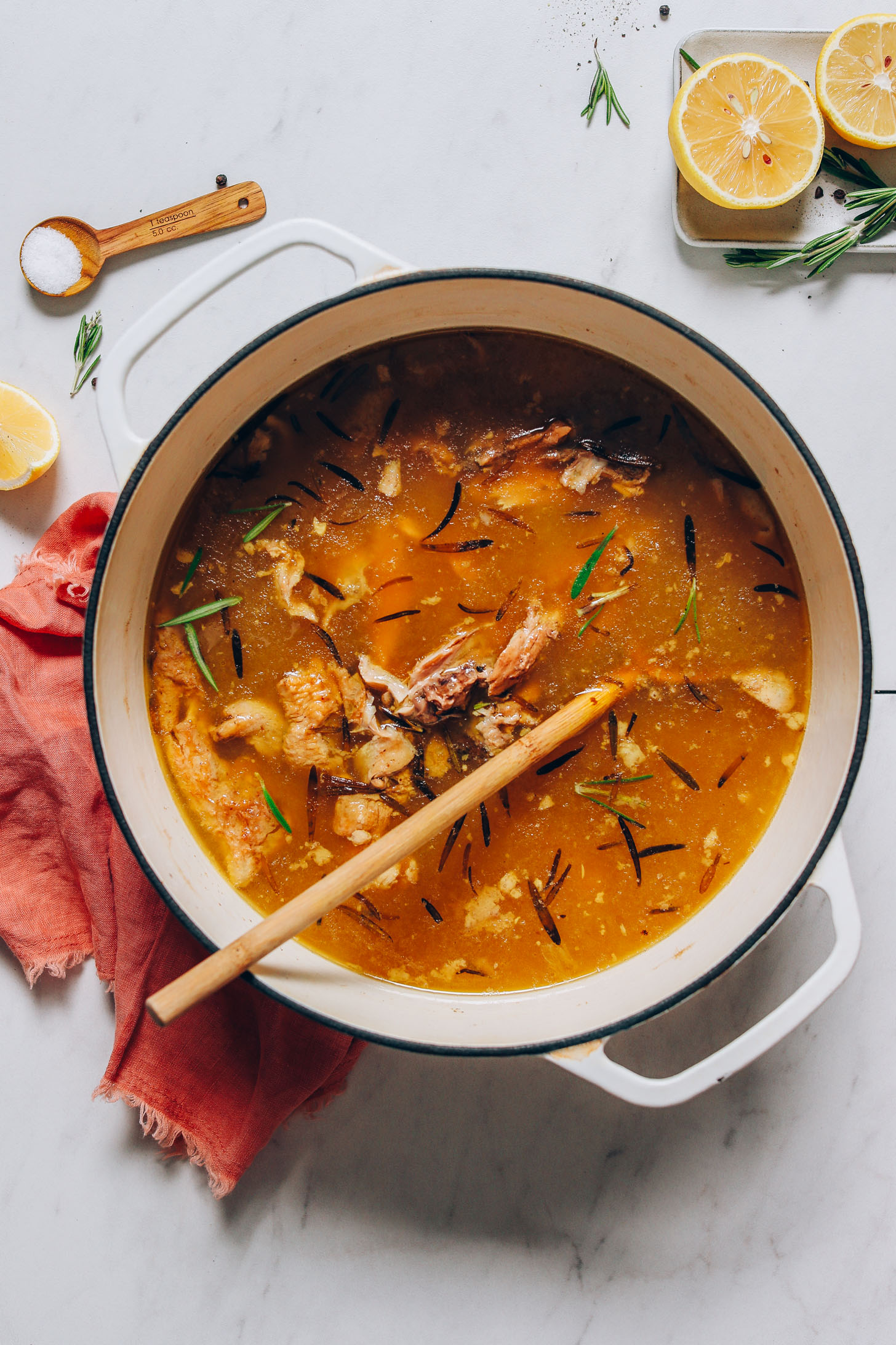 Instant Pot Chicken Bone Broth with Turmeric and Herbs