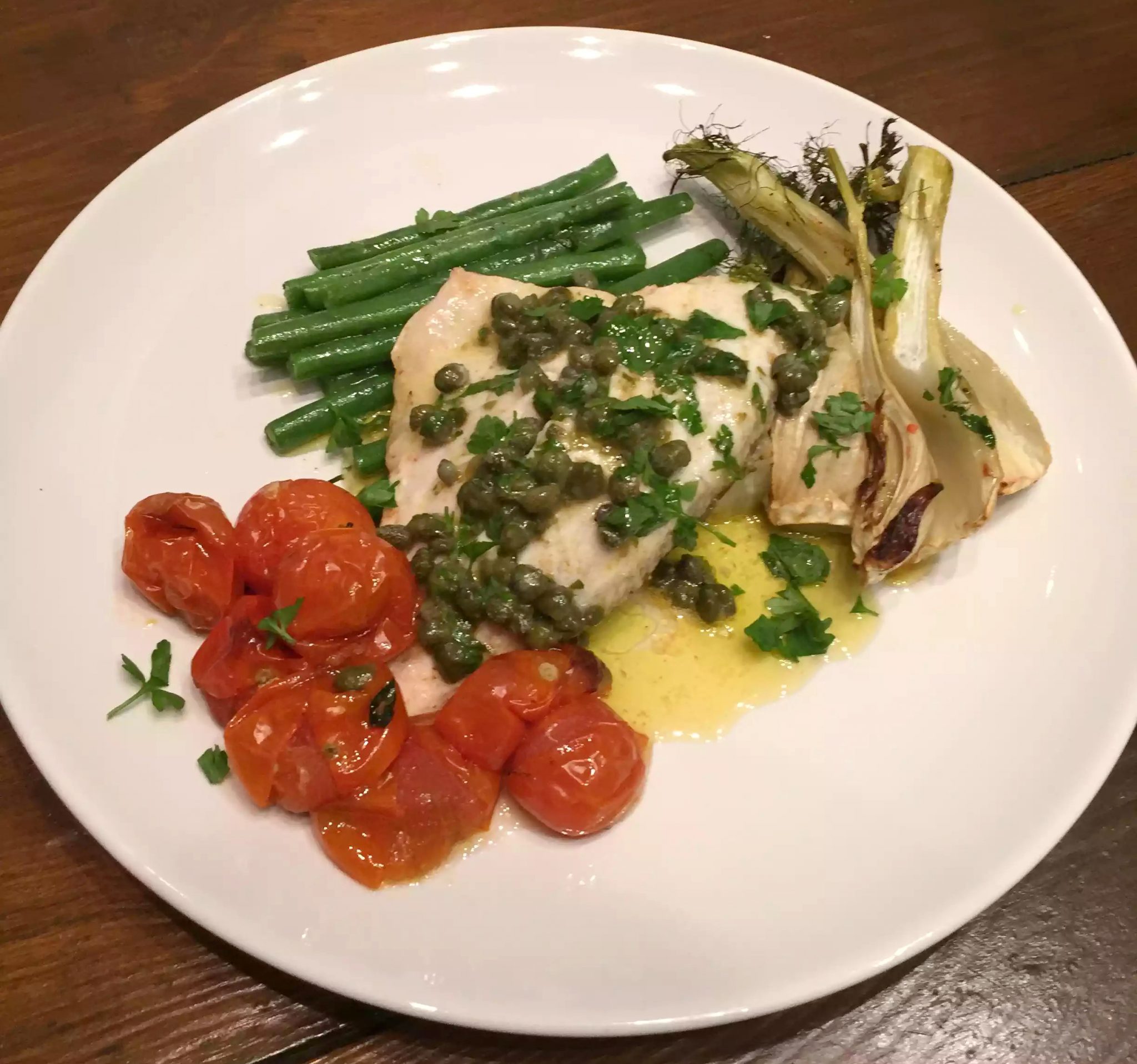 Pan-Seared Sea Bream with Olive Tapenade and Lemon-Caper Vinaigrette
