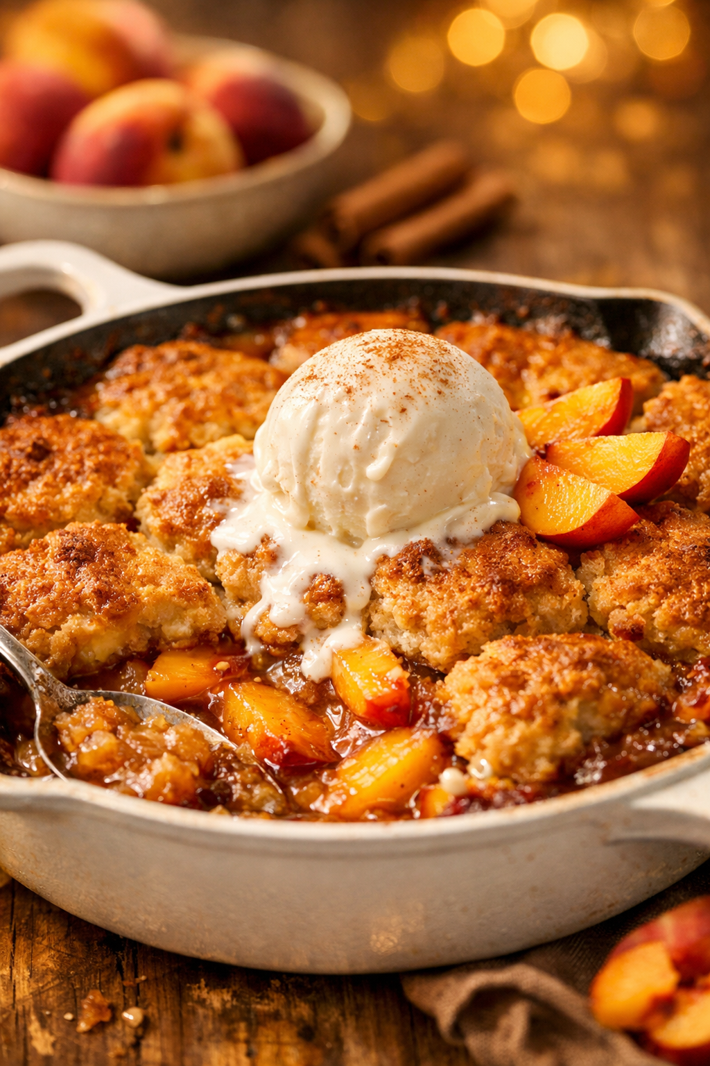 Oven-Roasted Peach Cobbler with Cinnamon Oat Topping
