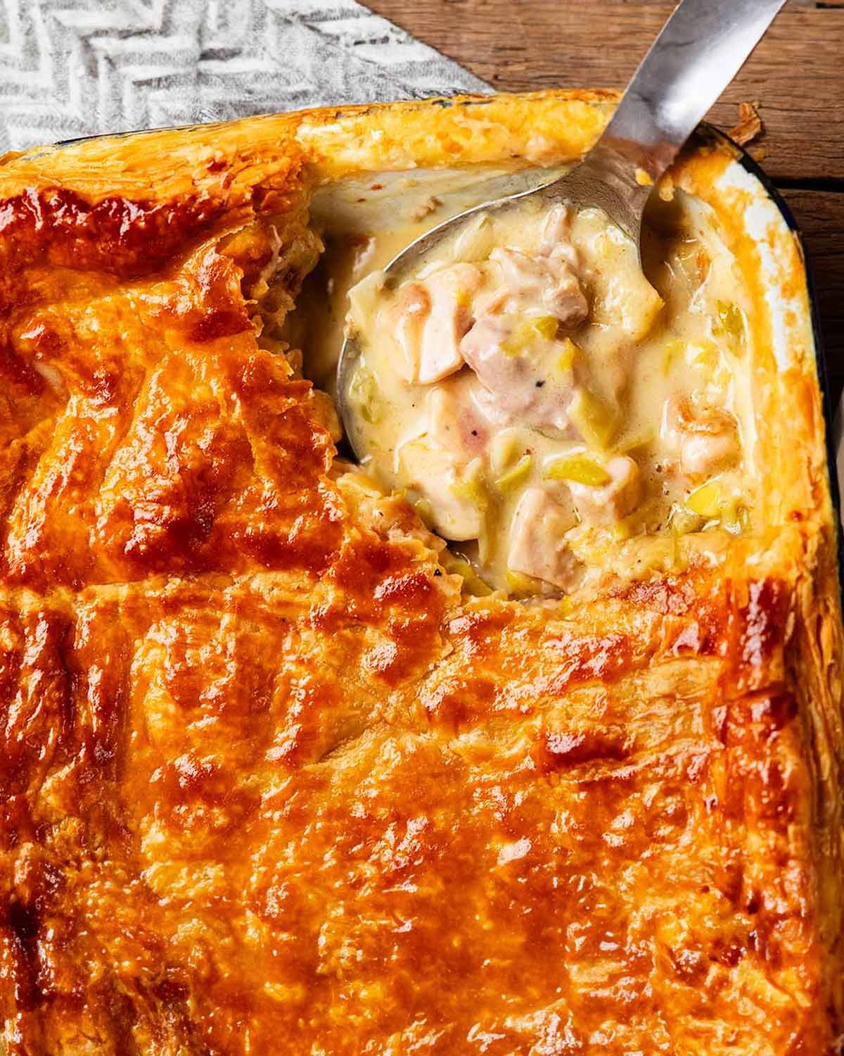 Baked Beef and Bacon Pie with Golden Puff Pastry