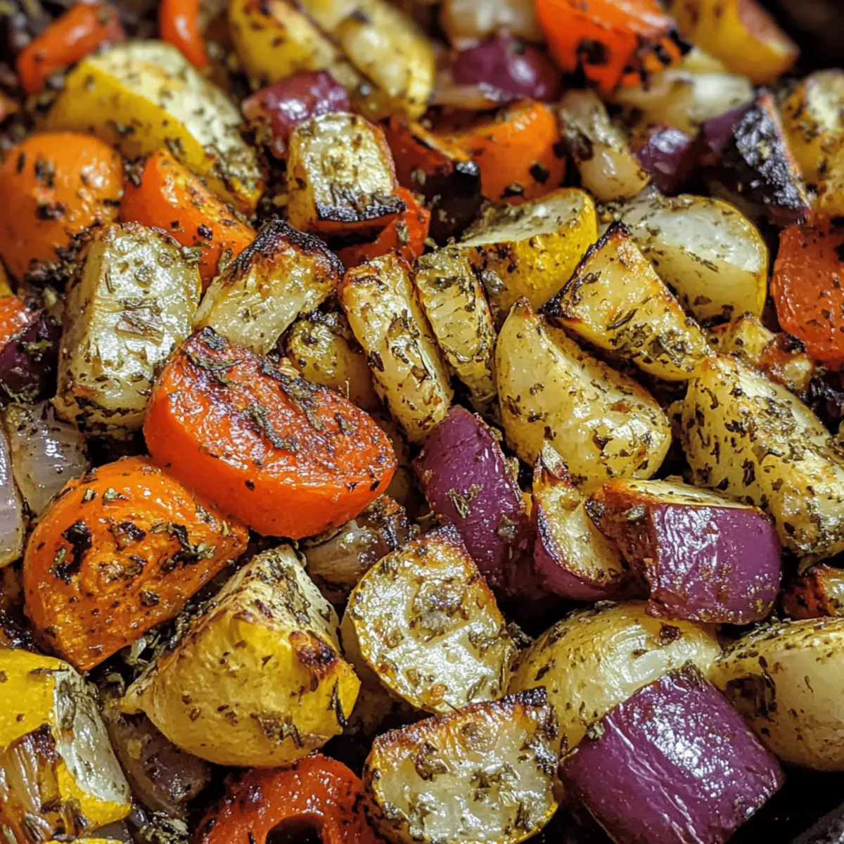 Baked Herb-Roasted Vegetables with Golden Garlic Tahini Sauce