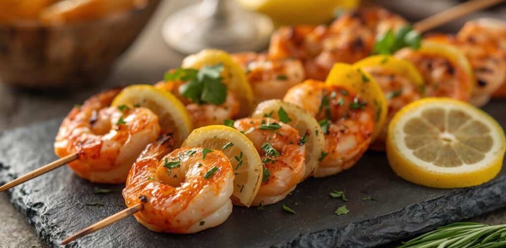 Citrus-Marinated Grilled Shrimp Skewers with Mint Yogurt