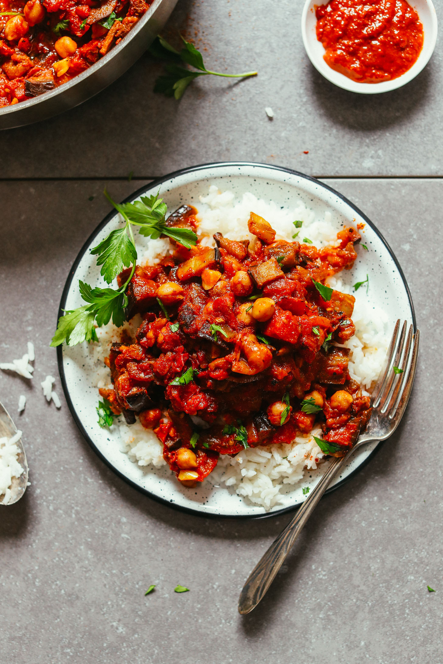 Oven-Roasted Mediterranean Chickpea and Eggplant Stew