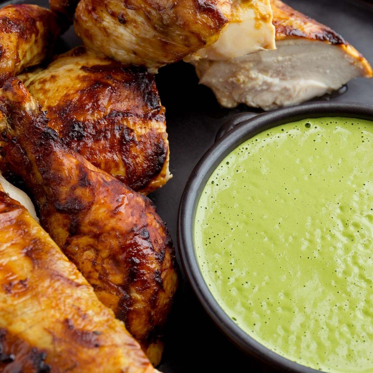 Grilled Peruvian-Style Pollo a la Brasa with Aji Verde Sauce