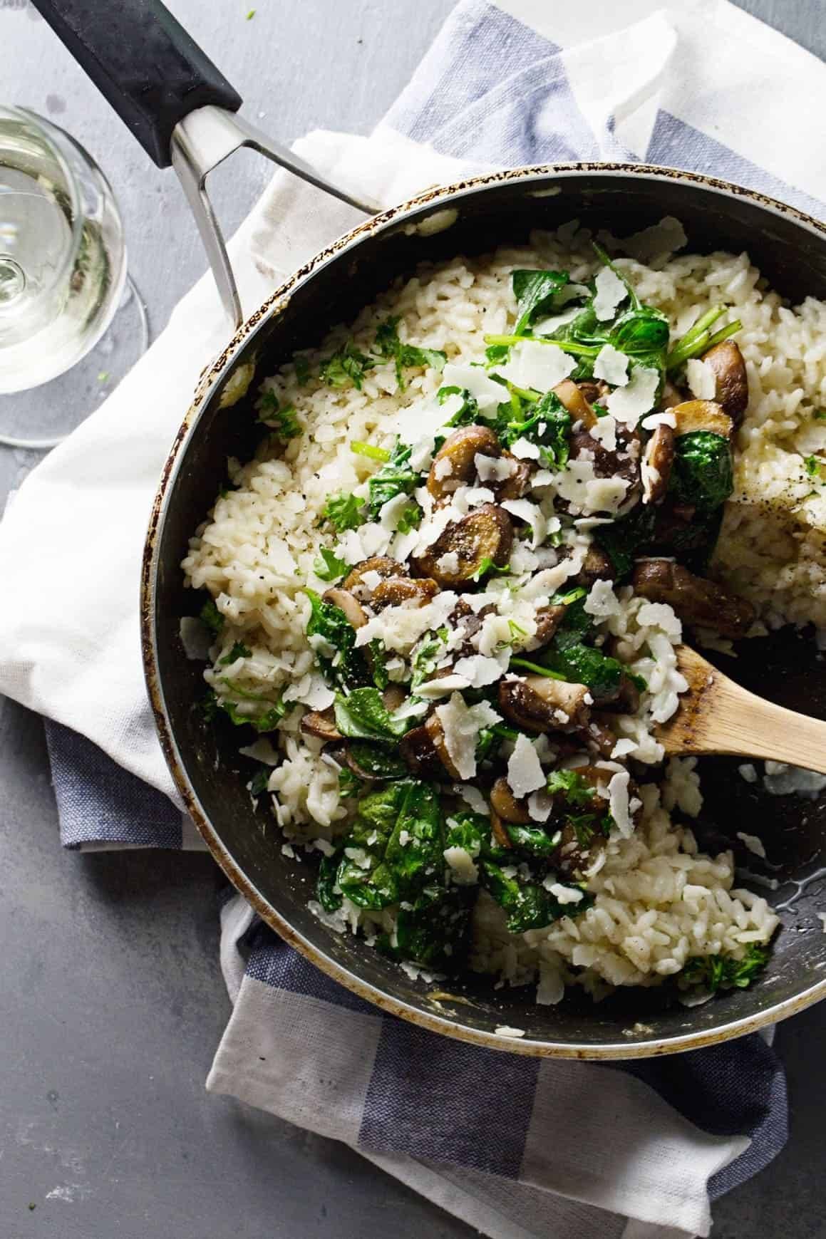 Bored.com-Inspired Creamy Spinach and Mushroom Risotto