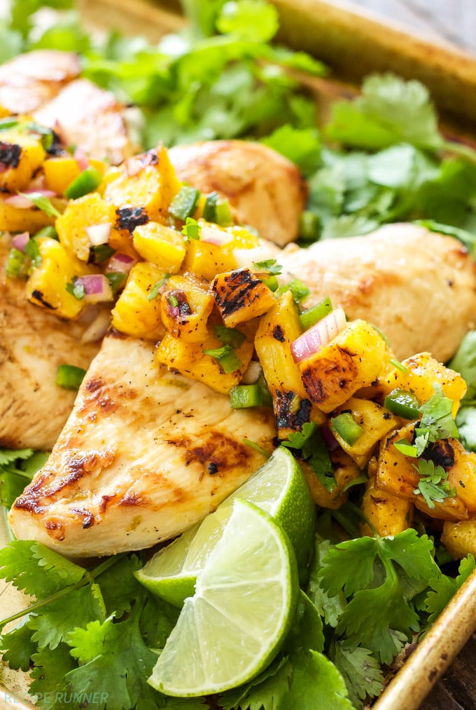 Grilled Tequila-Lime Chicken with Charred Pineapple Salsa