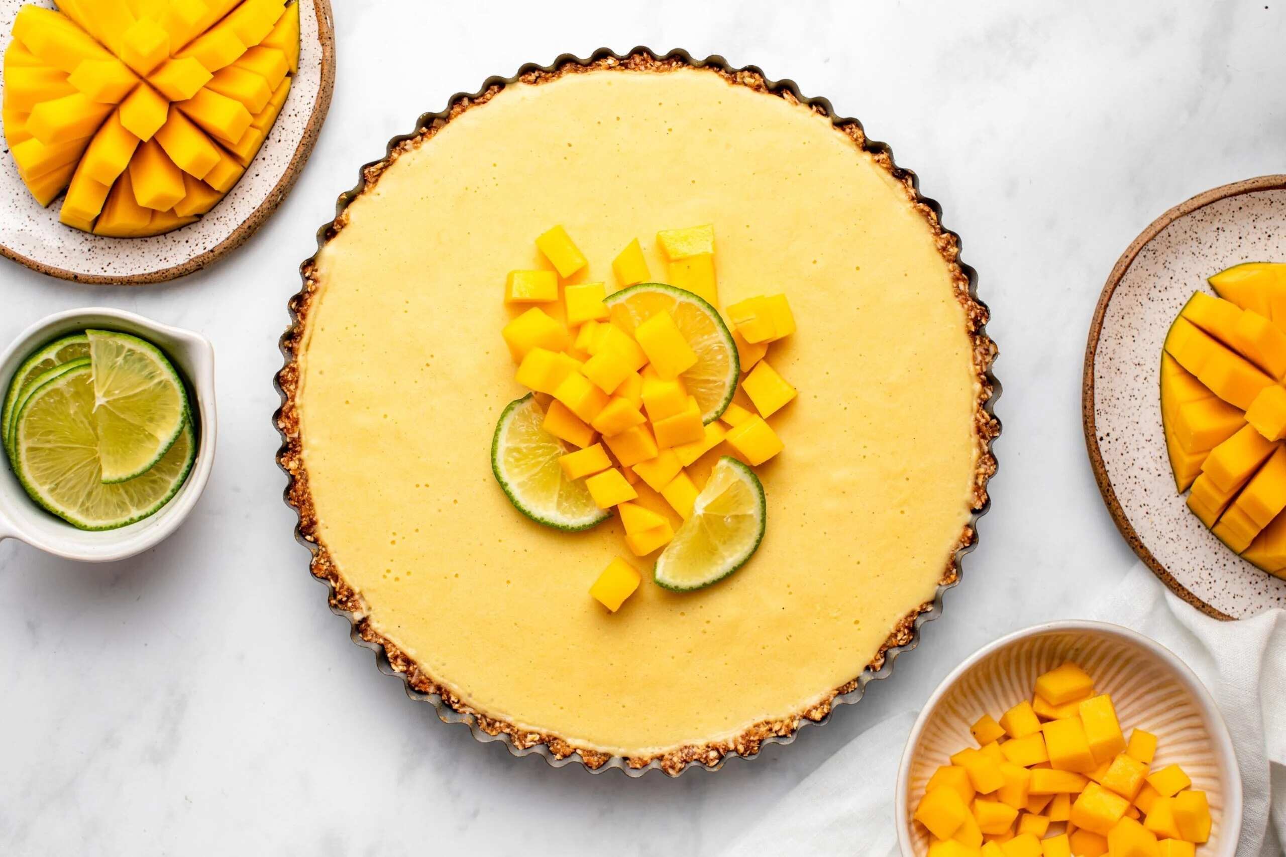 No-Bake Coconut Mango Tart with Almond Crust