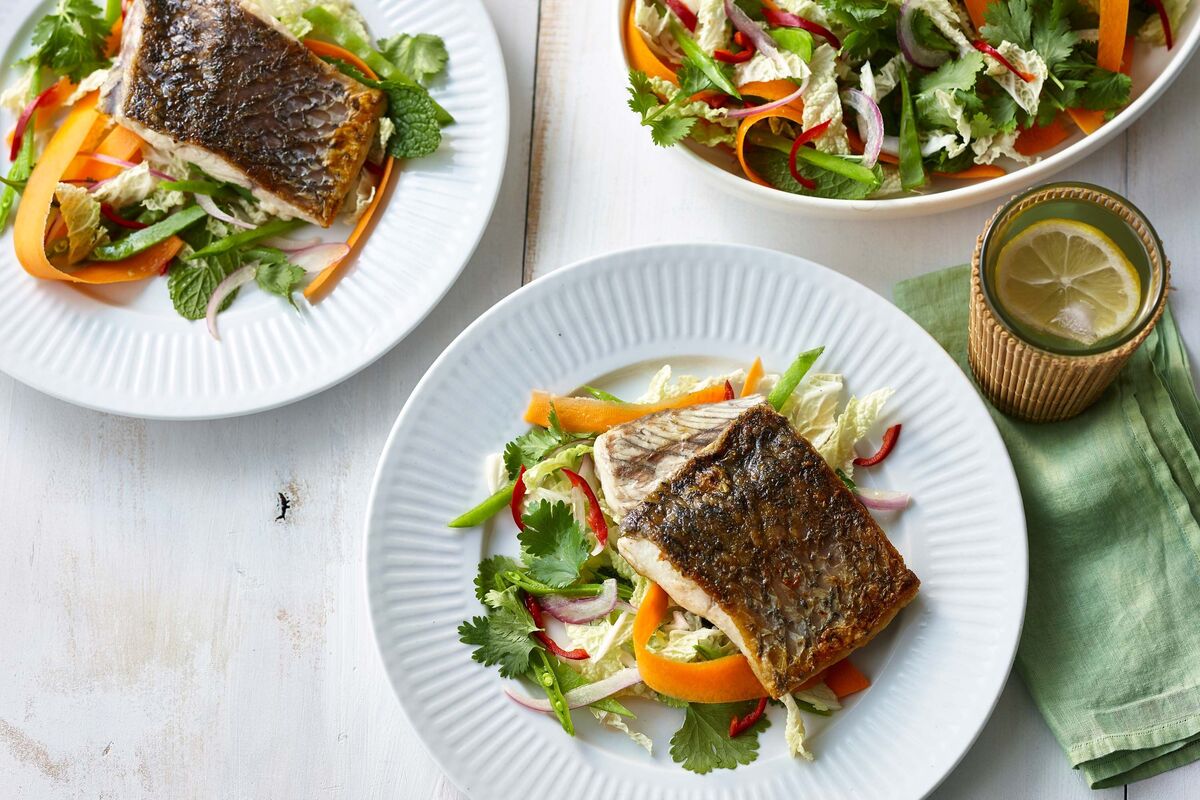 Pan-Seared Barramundi with Lemon Myrtle and Herb Salad
