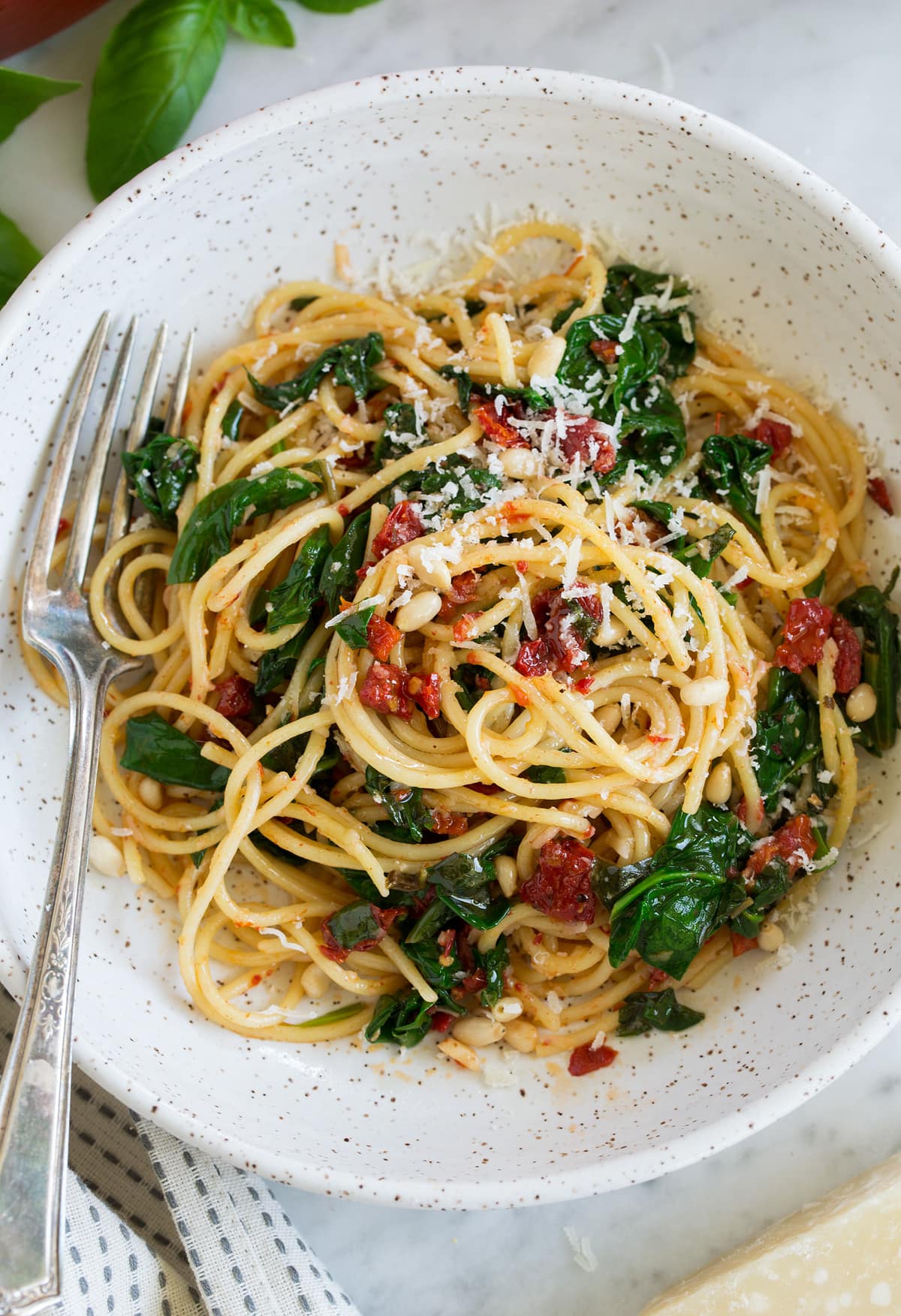 Lemon-Basil Pasta with Sun-Dried Tomatoes and Pine Nuts