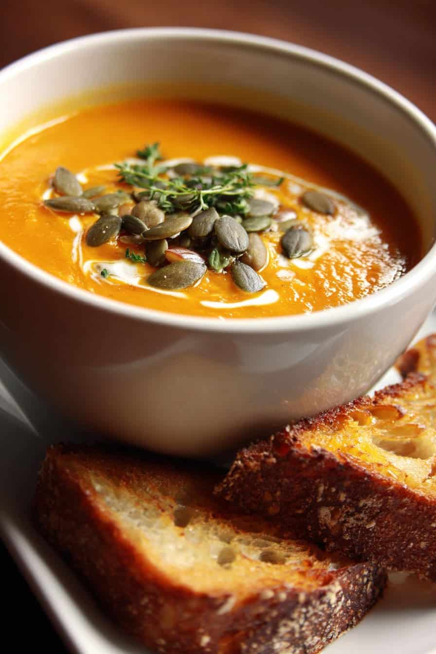 Wattleseed and Roasted Pumpkin Soup with Toasted Pepitas