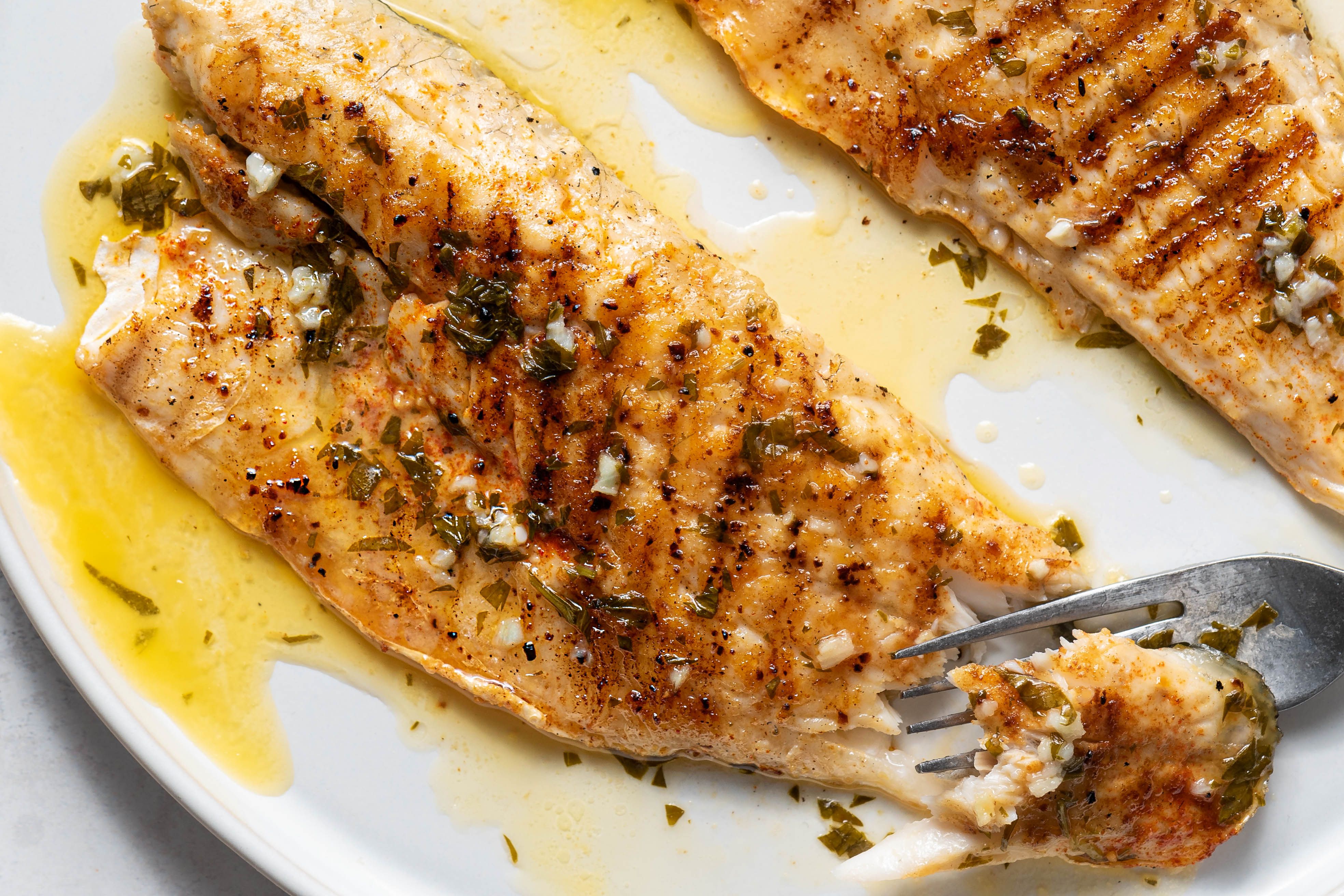 Pan-Seared Sea Bass with Garlic-Chive Butter